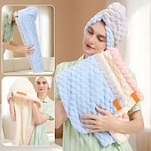 economico Gadget bagno-cuffia per capelli da donna con design a coda larga, autunno e inverno, extra large e spessa, asciugamano per capelli super assorbente ad asciugatura rapida, asciugamano per capelli in pile di