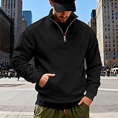 levne Fleecová mikina s kapucí-Pánské Mikina Flísová mikina Svetr Čtvrtletní mikina na zip Velbloudí Světle šedá Stojáček Bez vzoru Klokaní kapsa Ležérní Denní Sporty a outdoor Šik ven Chladný Sportovní oblečení Podzim zima Jaro