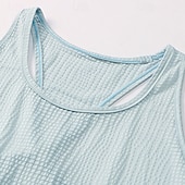 abordables Chemise pour femmes-Femmes Couleur Unie Débardeur Tee Shirt Fitness Ample Élastique Évacuation de la transpiration Respirant Tennis Pickleball Yoga Col ras du cou Top Noir Bleu Violet Vêtements de tennis
