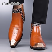 voordelige Chelsea -laarzen-Heren Chelsea boots van imitatieleer in bruin leer – elegant en comfortabel, ideaal voor zakelijke gelegenheden, formele gelegenheden en dagelijks gebruik