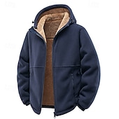 economico Felpa con cappuccio in pile-Per uomo Felpa con cappuccio Felpa con cappuccio a zip intera Felpa con cappuccio e zip Felpe con cappuccio e zip Felpa con cappuccio in pile Sherpa Blu Nero Verde militare Marrone Con Cappuccio