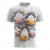  Per uomo Animale Mucca Divertente Maglietta Manica Corta maglietta Stampa 3D Girocollo Camicia Esagerato Designer Feste Ferie Bianco 1 Bianco 2 Estate Primavera Abbigliamento S M L XL XXL XXXL