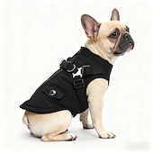 Недорогие Пальто-Пальто для собак со шлейкой, теплая куртка для собак, водонепроницаемое зимнее пальто для щенков в холодную погоду, регулируемая флисовая куртка для маленьких и средних собак