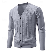 ieftine pulover cardigan pentru bărbați-Bărbați Pulover Pulover Cardigan Striat Cablu Tricotat Topuri obișnuite Tricotat Simplu În V Vacanță Modă Casual Purtare Zilnică Îmbrăcăminte Primăvara &amp; toamnă Toamna iarna Albastru piscină Negru L