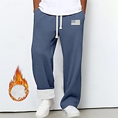 ieftine Picior drept-Bărbați Pantaloni Sport Pantaloni din lână Pantaloni Pantaloni de iarnă Pantaloni de sport cu picior drept Cordon Buzunar Talie elastică Simplu Confort Cald În aer liber Casual Zilnic Modă Stil Clasic