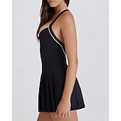 economico Abbigliamento Tennis da donna-Per donna Tinta unita Gonne a pieghe Abito sportivo Vestito all'americana Reggiseno incorporato Traspirante Tennis Atletico Corsa Vestito Nero Bianco Giallo Abbigliamento da tennis