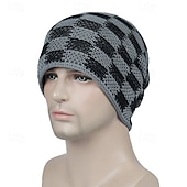 levne Čepice s čepicí-Pánské Unisex Čepice Beanie Zimní čepice Kulichy Pletená čepice Zimní čepice Beanie Černá Khaki Polyester Pletený Prodyšné Útulný Denní nošení Jdeme ven Pléd Větruvzdorné Teplý