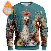 Χαμηλού Κόστους Animal Print-Ανδρικά Πετεινός Γκρινιάρης Φλις Πουλόβερ Καθημερινά Καθημερινό 3D Στρογγυλή Ψηλή Λαιμόκοψη Σπίτι Πάρτι Δώρο Streetwear Μπλε Απαλό Μπλε Λίμνης Μαύρο Λευκό Ρουμπίνι 3D εκτύπωση Φθινόπωρο Χειμώνας