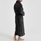 Недорогие Халаты-Муж. Домашняя одежда Ночная рубашка Ночная сорочка Банное платье Полотняное плетение Стиль Удобная обувь Дом Повседневные Хлопок Сохраняет тепло Дышащий V-образный вырез Длинный рукав Осень Зима