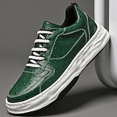 tanie Casualowe sneakersy-męskie zielone trampki ze sztucznej skóry – stylowe i wytrzymałe, idealne na co dzień, na niezobowiązujące wyjścia i do modnego stylu ulicznego
