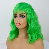 economico Parrucche di Carnevale-Parrucca di Carnevale 2026 Rosa Blu Viola Riccio Ciocca Corto Parrucca sintetica da festival Martedì grasso Parata Capelli per costumi da cosplay per Da donna