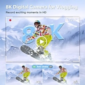 cheap Household Appliances-8K Digital Camera 88MP WiFi Cameras for Photography with 3.2 Touchscreen 16X Zoom Autofocus Vlogging Camera for YouTube Video Anti-Shake Dual Camera