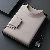 Недорогие мужской пуловер-свитер-Муж. Пуловер Свитер Вязаный свитер Рельефный узор Вязать Обычные топы Трикотаж Полотняное плетение Вырез под горло Мода Классический Отпуск На каждый день Одежда Осень Зима Синий Черный S M L