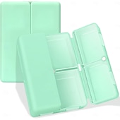 رخيصةأون تخزين الأمتعة والسفر-منظم حبوب يومي، 7 حجرات محمولة لتنظيم حبوب السفر، [تصميم قابل للطي] صندوق حبوب لجيب المحفظة لحمل الفيتامينات وزيت كبد سمك القد والمكملات الغذائية والأدوية - أحمر شفاف