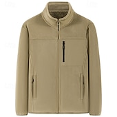 voordelige Sportjacket-Voor heren Winterjack Fleecejack Vrijetijdsjas Vakantie Dagelijks Thermisch Warm Zak Fleece Herfst winter Effen Modieus Streetwear Opstaand Normaal Zwart Rood Khaki Leger Groen Donkerblauw Jacks