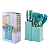 tanie Zestaw kuchenny-Zestaw 19 przyborów kuchennych dla szefa kuchni, silikonowe gadżety kuchenne, zestaw przyborów kuchennych