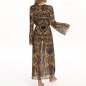 levne Rash guardy One Piece-Dámské Plážové zahalovací šaty Dlouhé splývavé kimono kardigany Grafika Cikánský Krátká noha Šifón Ochrana proti UV záření Prodyšné Dlouhý rukáv Plavky Surfování Plážové prázdniny Léto