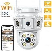 Недорогие IP-камеры для помещений-IP-камера с двумя объективами, полноцветная, ночное видение, обнаружение движения, двусторонняя голосовая беспроводная камера, наружная, внутренняя, домашняя охранная интеллектуальная Wi-Fi PTZ-камера