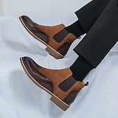 preiswerte Chelsea -Stiefel-Braune Chelsea-Boots aus Kunstleder für Herren – stilvoll und elegant, perfekt für Business Casual, formelle Anlässe und den Alltag.