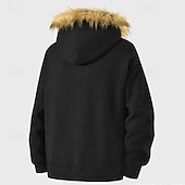 preiswerte Lässige Jacken-Herren Freizeitjacke Kapuzenjacke Outdoor Lässig Fellbesatz Tasche Herbst Winter Einfach Mode Streetwear Mit Kapuze Regulär Aprikose Schwarz Rosa Burgunderrot Hellgrau Jacken