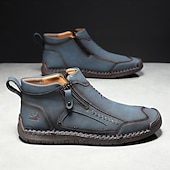 abordables Botines-Botas de senderismo de piel sintética de primera calidad para hombre: calzado resistente con cierre de cremallera para aventuras al aire libre y uso casual.