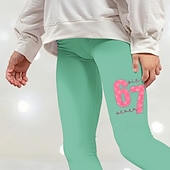  Ragazze 3D Grafico 67 Pantaloni Leggings Primavera Autunno Carino Streetwear Essenziale Bambini 4-12 Anni All'aperto Vacanza Casuale Taglia piccola