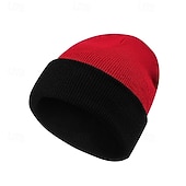 billige Lue lue-Herre Unisex Beanie lue Vinterhatter Luer Vinterlue Vinter luehatt Svart Hvit Akryl Fiber Strikket Koselig Dagligdagstøy Ensfarget / vanlig farge Varm
