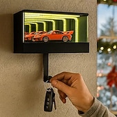 Недорогие Декоративные огни-Брелок для ключей Infinity Garage, настенный держатель для ключей для гаража, брелок с 3D-зеркалом и светодиодной лампой, простая установка для прихожей, офиса, автолюбителя