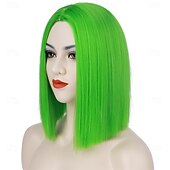  Zelené paruky Syntetická paruka rovná bob s prostředním pěšinkou krátké zelené syntetické vlasy ženy měkká móda