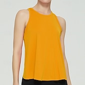 cheap Women's Shirt-Women's Solid Colored Tank Top Workout Tops Loose Fit Elastic Sweat-Wicking Breathable Tennis Pickleball Yoga Crew Neck Top Black White Yellow Tennis Clothing