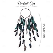 cheap Accessories-Carnival 2026 Rio Carnival Samba Accessories Bohemian Feather Hair Extension Headband - Hippie Adjustable Braided Hairpiece with Beads Brazil Festival Performance Costume
