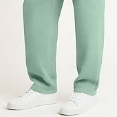 preiswerte Gerade Bein-Herren Jogginghose Hose Gerade geschnittene Sweatpants Waffelhose Kordelzug Tasche Elastischer Bund Einfach Komfort Volle Länge Sport im Freien Täglich Urlaub Mode Blau Schwarz Dehnbar