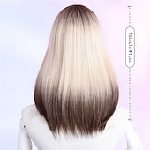 Недорогие Парик из искусственных волос без шапочки-основы-Парики из искусственных волос Прямой Естественный прямой Средняя часть Парик 16 дюймы Коричневый / Белый Искусственные волосы 16 дюймовый Жен. Мягкость Смешанные цвета