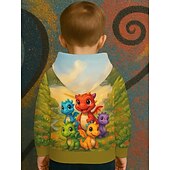 cheap Boy's 3D Animals-Boys' 3D Graphic Dinosaur Hoodie Pullover Long Sleeve 3D Print Spring Fall Sports Fashion Streetwear Kids 4-12 Years Hooded Outdoor Casual Daily Regular Fit