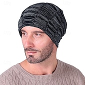 tanie Czapka typu beanie-Męskie Dla obu płci Czapka Beanie Czapki zimowe Czapki Dzianinowy kapelusz Czapka zimowa Czarny Wino Poliester Dzianiny Oddychający Wygodny Dzienne zużycie Wyjściowe Jednolity/zwykły kolor Ciepłe