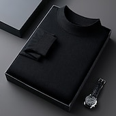 Недорогие мужской пуловер-свитер-Муж. Пуловер Свитер Вязаный свитер Рельефный узор Вязать Обычные топы Трикотаж Полотняное плетение Вырез под горло Мода Классический Отпуск На каждый день Одежда Осень Зима Синий Черный S M L