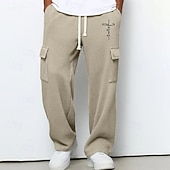 preiswerte Fracht-Herren Cargo-Jogginghose Jogginghose Hose Gerade geschnittene Sweatpants Waffelhose Kordelzug Tasche Elastischer Bund Kreuz Komfort Weich Outdoor Lässig Täglich Mode Klassicher Stil Dunkelbraun