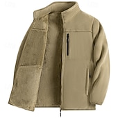 voordelige Sportjacket-Voor heren Winterjack Fleecejack Vrijetijdsjas Vakantie Dagelijks Thermisch Warm Zak Fleece Herfst winter Effen Modieus Streetwear Opstaand Normaal Zwart Rood Khaki Leger Groen Donkerblauw Jacks