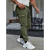 economico Pantaloni cargo-Per uomo Pantaloni Cargo Pantaloni Coulisse Multi-tasche Semplice Indossabile All'aperto Quotidiano Campeggio &amp; Escursionismo Moda Classico Nero Verde militare