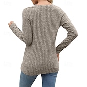 tanie gładka koszulka-Damskie Podkoszulek Koszulka Guziki Jednokolorowe Elegancki Klasyczny Codzienny Długi rękaw W serek Zwykłe topy Codzienny Wyjściowe Weekend Czarny Zieleń wojskowa Czerwony Brązowy Khaki Wiosna Jesień