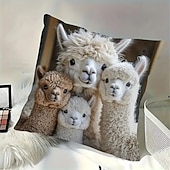  Cute Alpaca Pattern Pillow Cover with 2D Flat Print Decorative Cushion Cover for Living Room Sofa Home Decor Adorable Animal Throw Pillow Case Accents