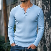 Χαμηλού Κόστους Πλεκτό μπλουζάκι με ραβδώσεις-Ανδρικά Μπλουζάκι Πλεκτό μπλουζάκι με ραβδώσεις Μπλουζάκι μπλουζάκι Μακρυμάνικο πουκάμισο Μακρυμάνικο Χένλι Άνοιξη Φθινόπωρο Χειμώνας Σκέτο Pit Strip Μοντέρνα Υψηλής Ποιότητας Βασικό Πλέξιμο