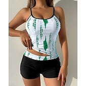 cheap Surfing Tankinis &amp; Bikinis-Women's Tankini Sets Bathing Suit Swimwear Swimwear Black White UV Protection Sleeveless - Surfing Beach Swimming Summer