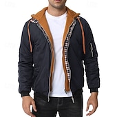 baratos Men's Jackets &amp; Coats-Men's Winter Jacket Casual Jacket Hoodied Jacket Outdoor Casual Pocket Quilted Winter Fall &amp; Winter Color Block Streetwear Daily Hooded Regular Black Burgundy Navy Blue Khaki Army Green Jacket