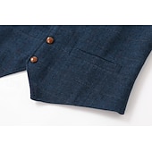 cheap Men's Waistcoat-Men's Vest Tweed Vest Waistcoat Vintage Fashion Spring &amp;  Fall Buttons Wool Blend Comfortable Plain Single Breasted V Neck Regular Fit Deep Green Navy Dark Gray Light Grey Vest