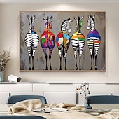 voordelige Schilderijen van dieren-Hang-geschilderd olieverfschilderij Handgeschilderde Horizontaal Dieren Tekenfilm Modern Zonder Inner Frame (Geen frame)