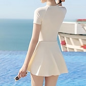 baratos Surfistas Tankinis &amp; Bikinis-Mulheres Anti Atrito Roupa de banho Roupa de Banho Roupa de Banho Preto Branco Proteção UV Compressão abdominal Surfe Canoagem Snorkeling Verão