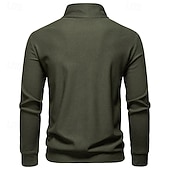 billige Basic gensere-Herre Genser Svart Hvit Militærgrønn Mørkegrå Opprett krage عادي Lomme Sport &amp; Utendørs Daglig Ferie Polyester Gatemote Grunnleggende Fritid Vår Høst Klær Gensere Gensere