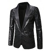 baratos Tops-Discoteca Anos 80 Smoking Tailcoat Tamanho Grande Manga Comprida Discoteca Paetês Fantasia Homens Fantasia de Carnaval Baile de Máscaras Bandagem Parada do Orgulho Mês do Orgulho Adulto Casaco Outono