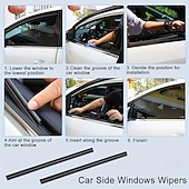cheap Vehicle Cleaning Tools-4 Car Side Window Wipers - Left Side Snow and Dirt Removal Clear Driver and Passenger Window Visibility Weather Resistant Rubber Wiper Blades